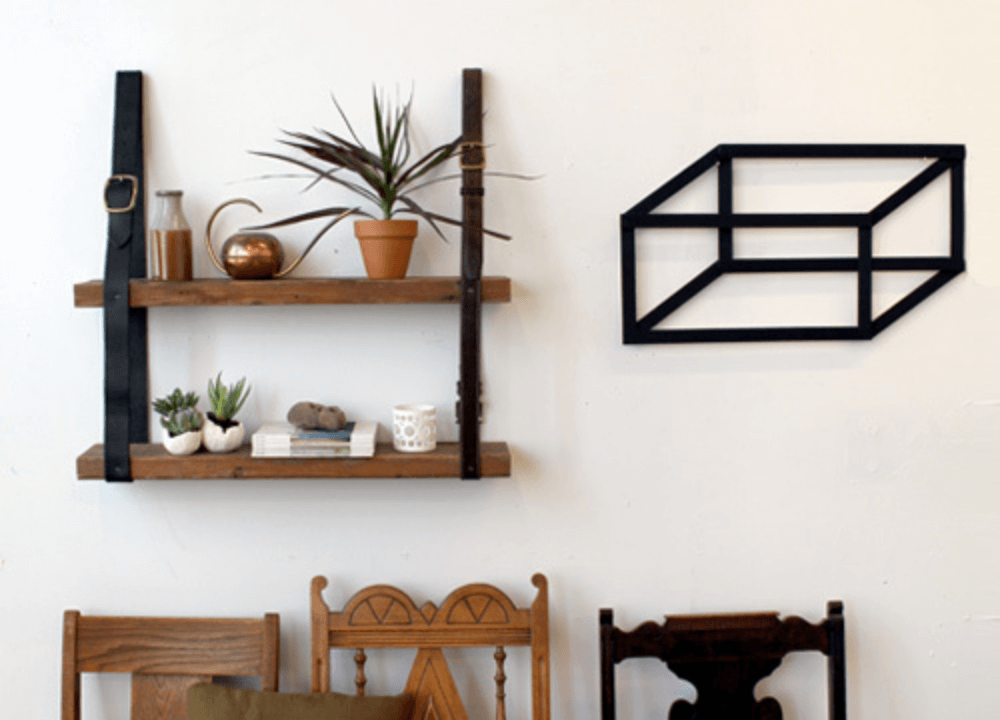 DIY Shelves From Leather & Wood